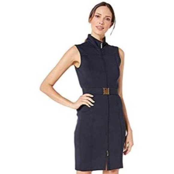 Tommy Hilfiger Dresses & Skirts - SOLD! EUC Tommy Hilfiger Scuba Mock Neck Zip Front Mini Sheath Dress Size 10